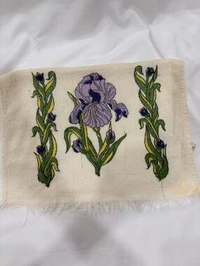 Vintage 1970s Cannon Floral Iris and Grape Themed Cotton Hand Towels Set of 3